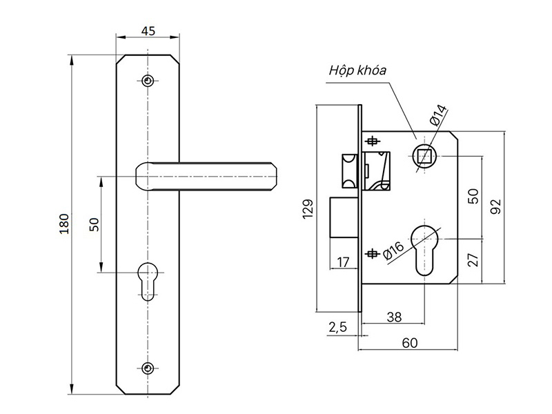 BVKT khóa cửa Việt Tiệp 04503