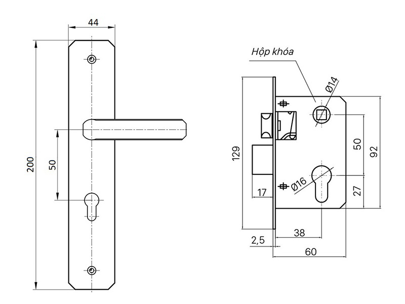 BVKT khóa cửa Việt Tiệp 04507