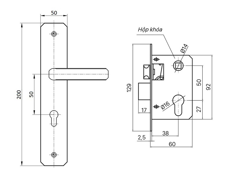 BVKT khóa cửa Việt Tiệp 04509