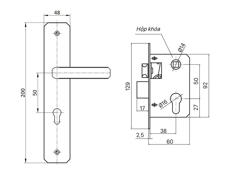 BVKT khóa cửa Việt Tiệp 04512