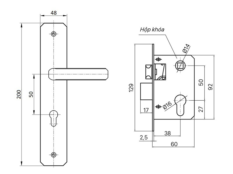 BVKT khóa cửa Việt Tiệp 04545