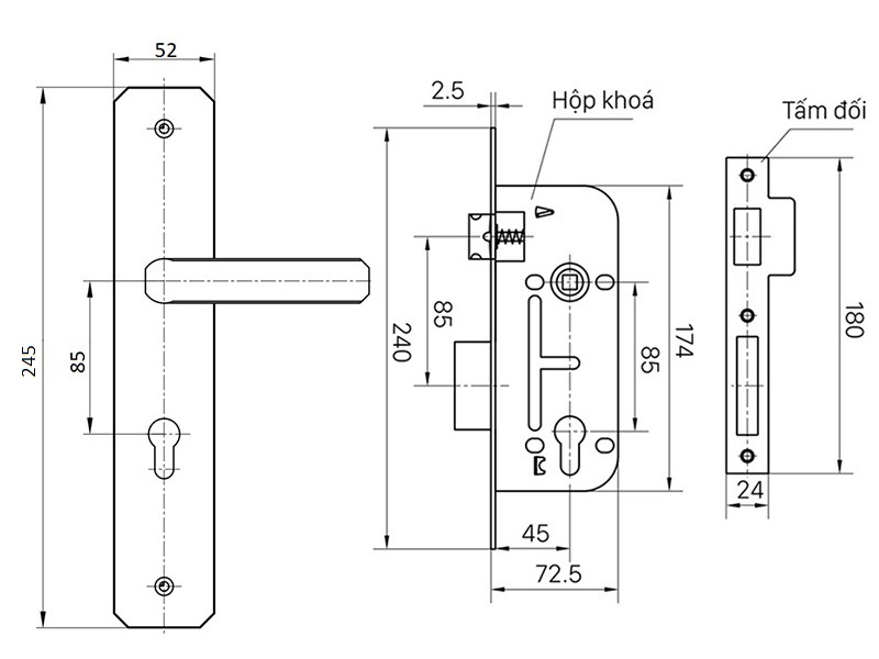 BVKT khóa cửa Việt Tiệp 04912